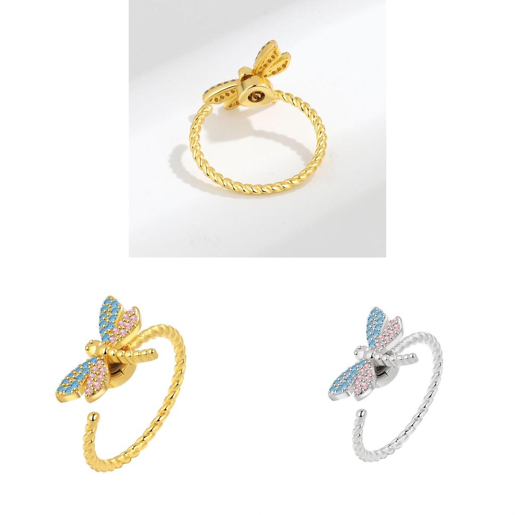 Dragonfly Minimalist Ring With Sparkling Stones For Womens Fashion Statement