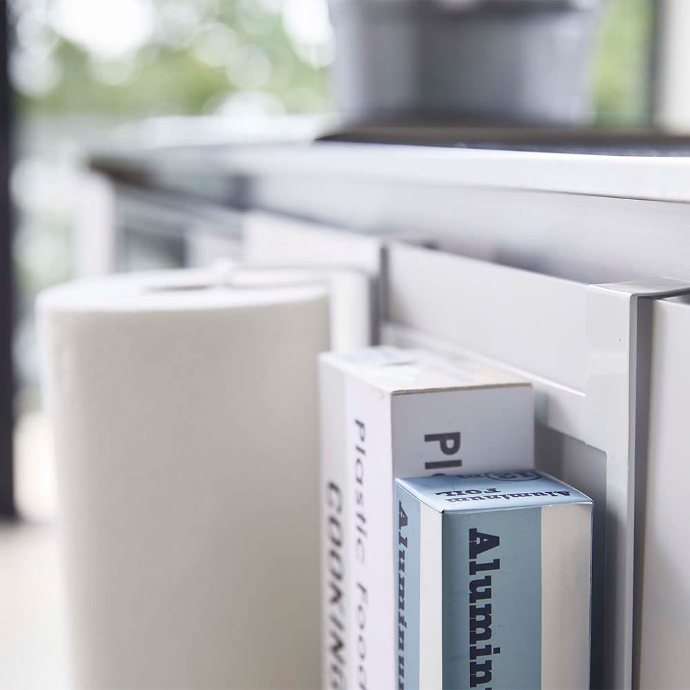 Держатель для кухонной бумаги Yamazaki Jitsugyo на дверце раковины, белый, высота 3 см, совместим с различными размерами рулонной бумаги, пластиковый пакет для кухонной бумаги