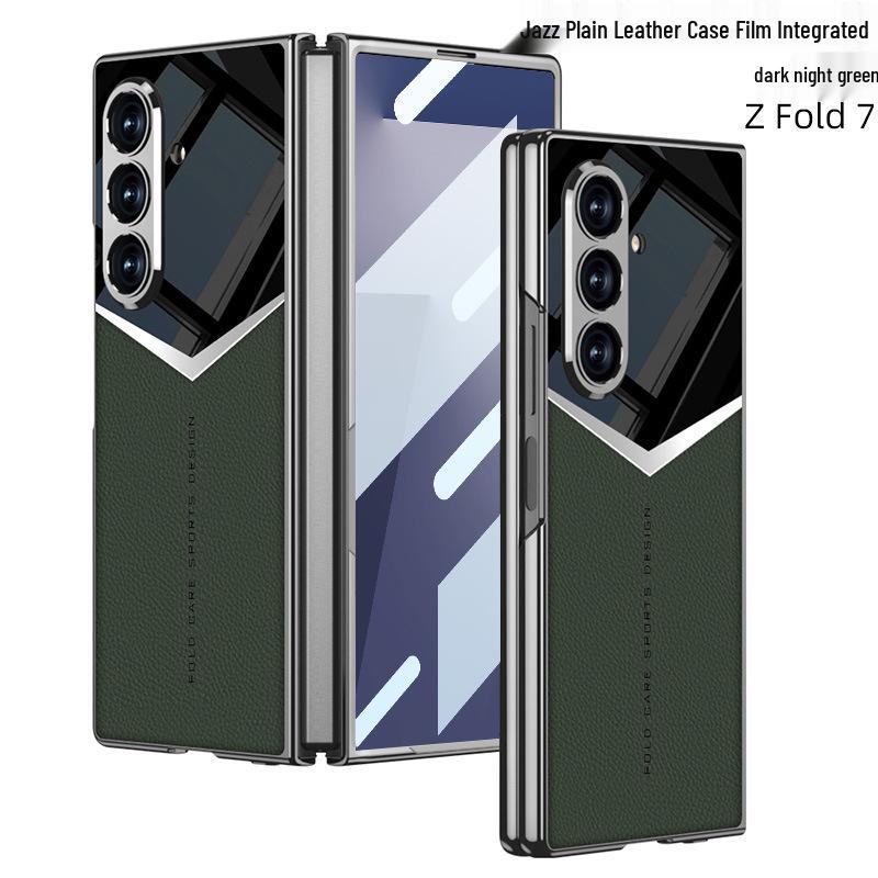 Samsung ZFold7 Гальванизированный Чехол-Книжка из Кожи Однотонный - Складная Крышка