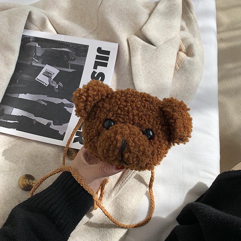 Childrens Animal Plush Bear Bag Cute Cartoon Shoulder Messenger Purse Fluffy Toy for School Picnic