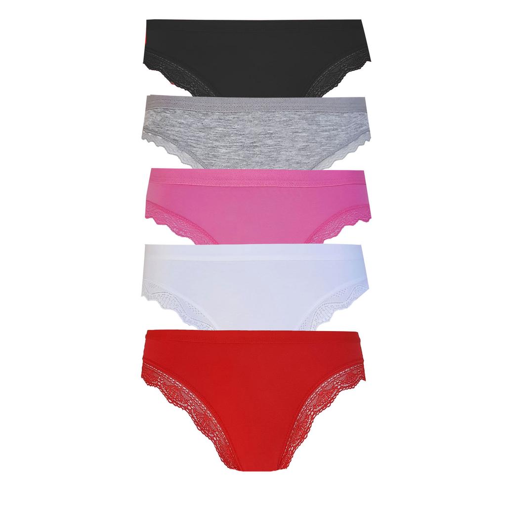 Женские хлопчатобумажные трусики с высокой талией из 5 предметов с легким бельем на шнуровке