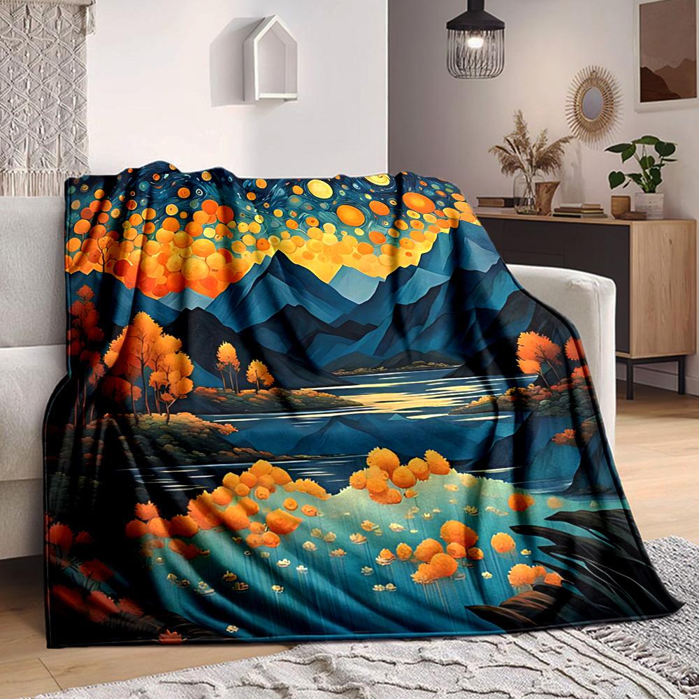 1pc Autumnal Fantasy Lightweight Flannel Blanket, Comfortable and Warm Blanket, for Office and Camping Sofa Bed, Livingroom081