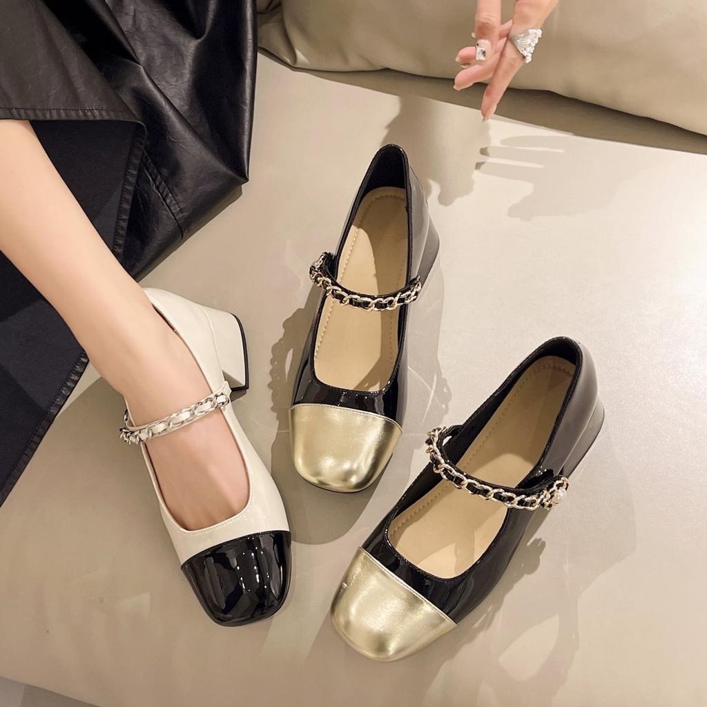 Xiaoxiangfeng Fashion High Heels Spring and Summer Pearl Versatile 2025 Mary Jane Single Shoes New Thick Heel Retro Versatile