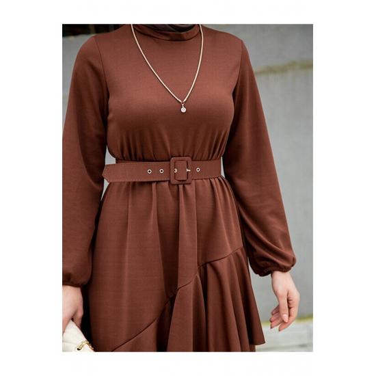 Платье-хиджаб с многослойным поясом и эластичными рукавами Volan