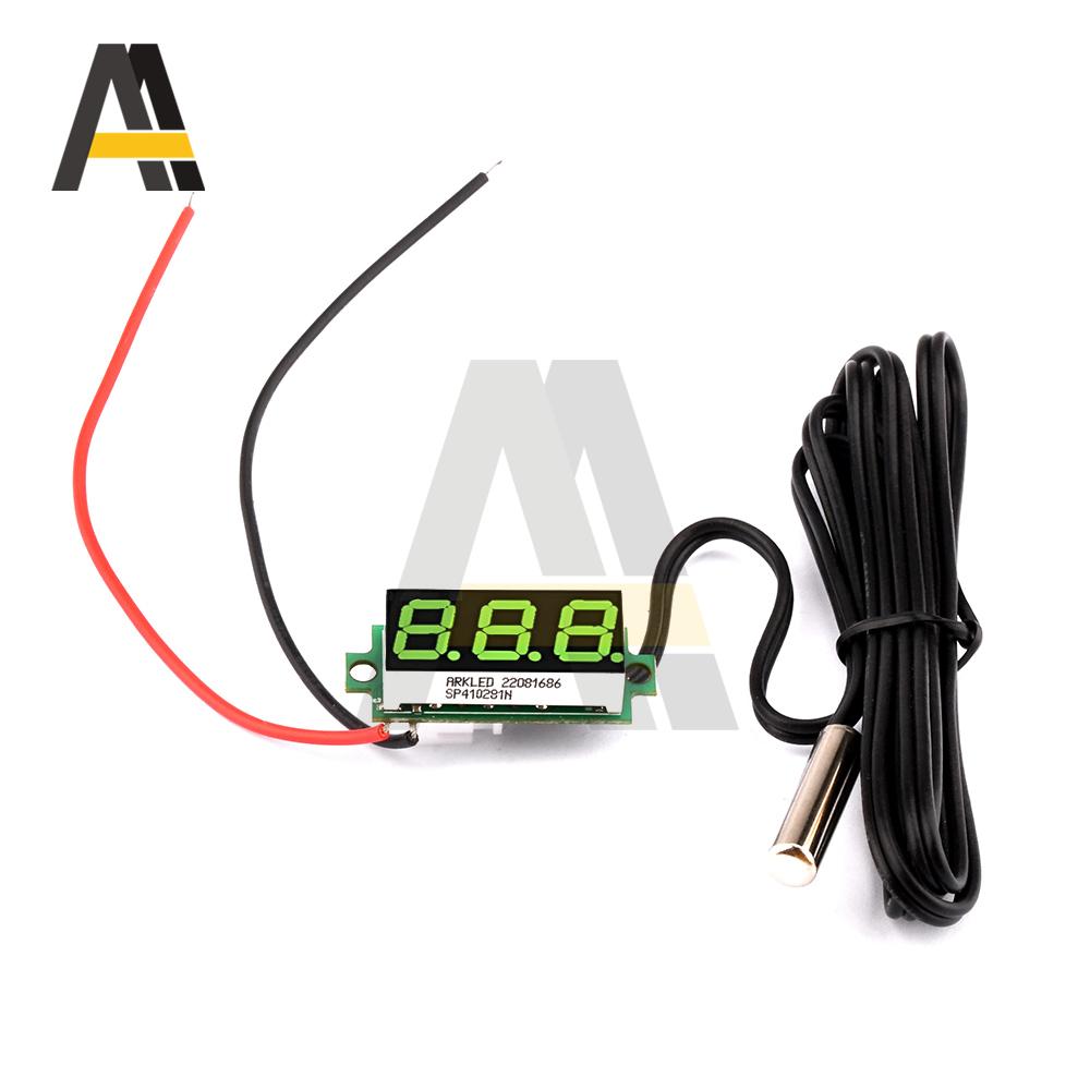 DC 12V 24V Mini Digital LED Thermometer for Car Temperature Monitor Panel Meter Measuring Range -50-125C with Temperature Probe