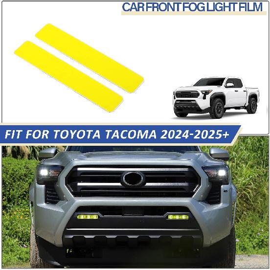 Daeiclru Car Front Fog Light Film Compatible with Toyota Tacoma 2024 2025, Front Fog Light Overlay Vinyl Decal Tint Film Sticker Fog Light Yellow