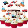 10Pcs Cartoon Car Transport Cupcake Topper Food Picks Kids Birthday Party Favors