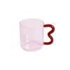 Colored Glass Cup with Wave Handle Coffee Breakfast Cup  Large Capacity Milk Cup Microwaveable  Cross-border