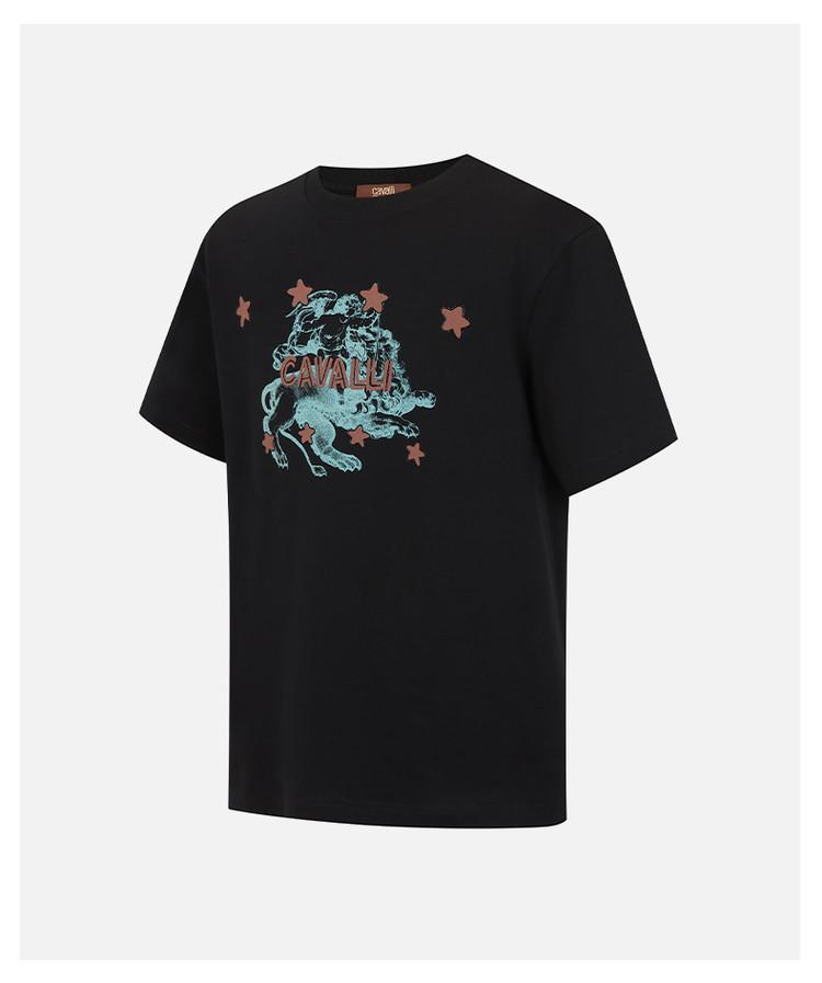 100% Cotton Cartoon Print: Spring/Summer Trendy Letter Logo Fashionable and Versatile Men's Short sleeved T-shirt