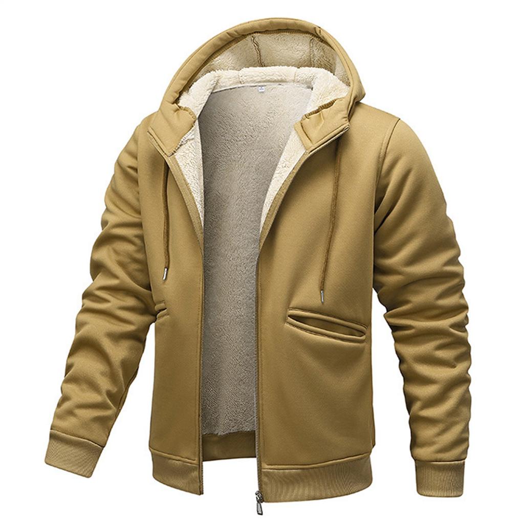 Lamb Fleece Men's Hoodie With Thickened Fleece Winter, Hooded Sportswear, Casual Cardigan, And Warm Jacket