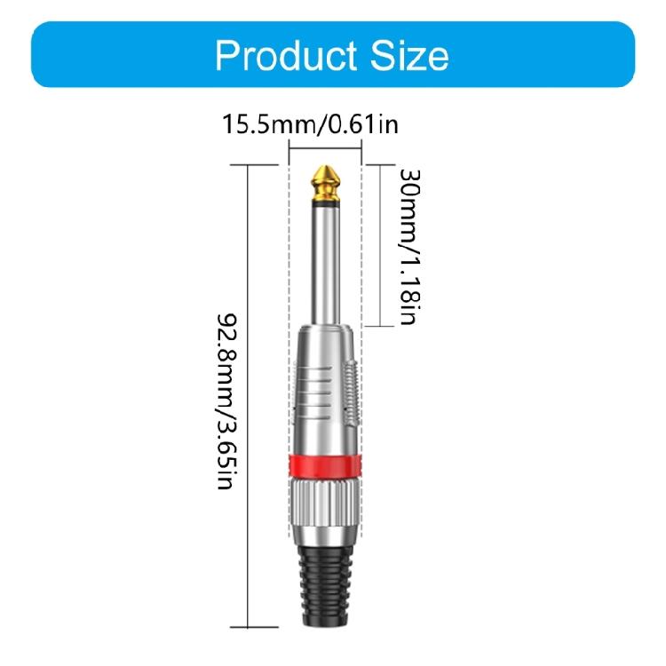 Professional Male Connector 6.35mm Gold Contacts Metal Housing Secure Threaded For Broadcasters Live Sound