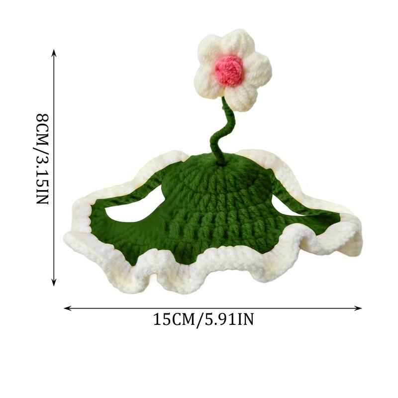 Cute Pet Hat Cartoon Flower Cat Hats Breathable Pet Headdress Kittens Knitted Hat Pet Headgear Puppy Pet Cap Pet Accessories