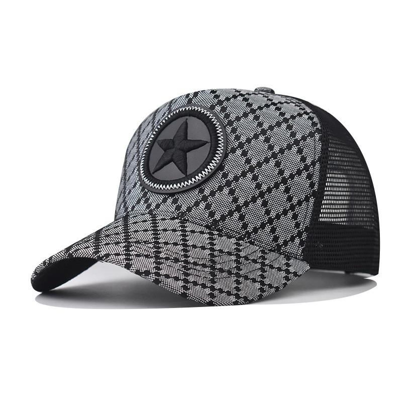 Pattern Star Cotton Baseball Hats With Curved Visor Windproof For Daily Cap