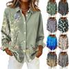 Женская рубашка с пуговицами с цветочным принтом, повседневная рубашка с длинными рукавами, блузки, повседневные базовые топы больших размеров