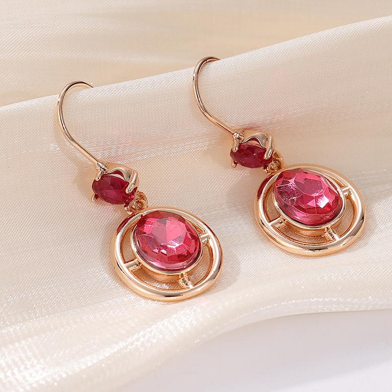Винтажные красные серьги-подвески из меди с синтетическим цирконием с золотым покрытием для женщин, элегантные изысканные банкетные свадебные украшения