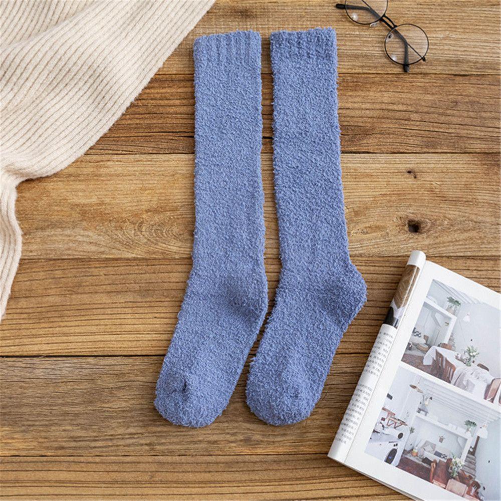 Gift Pure Color Soft Thick Winter Warm Bed Floor Coral Velvet Socks Sleep Socks Fluffy Cosy