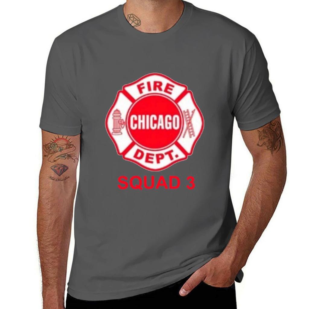 Chicago Fire Squad 3 E T-Shirt heavyweights Aesthetic clothing mens clothes