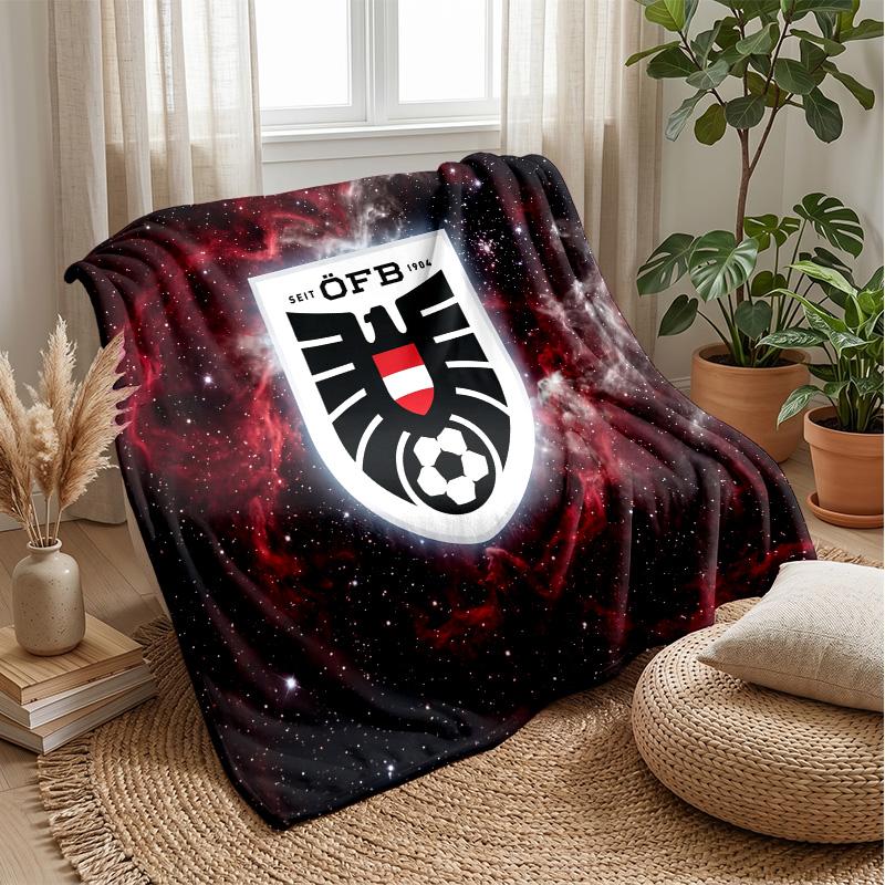 Austria Football Printed Flannel Blanket Skin Friendly Warm Decorative Throw for Indoor Couch Bed Daily Use