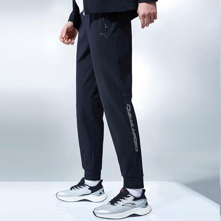 Anta Зауженные спортивные штаны с вышитым логотипом Life Series, мужские, черные 152317302-1