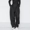 Men's Black Yamamoto-Style Wide-Leg Suit Pants: Elegant Drapey Design for Spring and Autumn