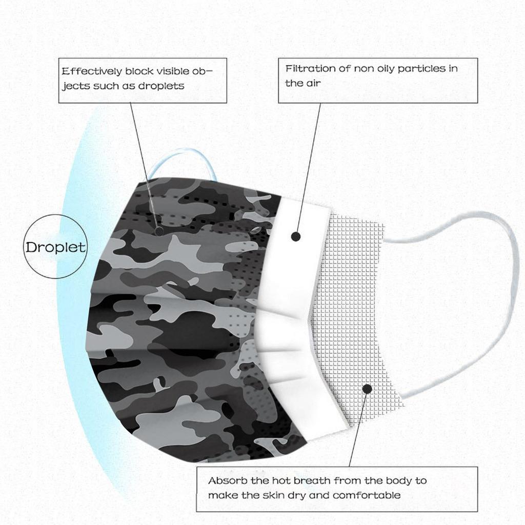 50 шт. детская маска с принтом одноразовая маска для лица промышленная 3-слойная ушная петля