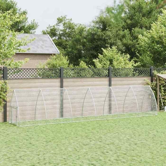 VidaXL Cage for Chickens Silver 600x105x120 Cm Galvanized Steel, Chicken Coop, Chicken Run, Chicken Coop with Run, Hut 172554