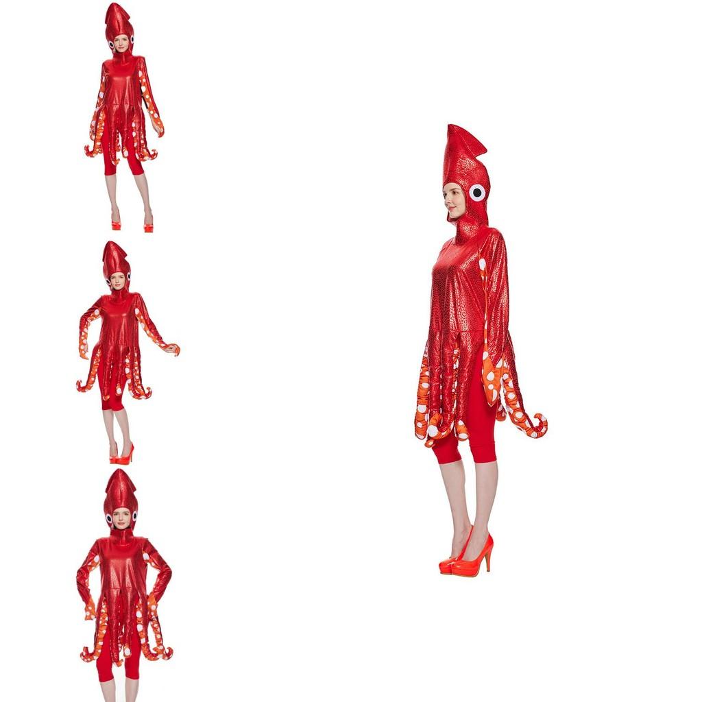 Adult Halloween Squid Outfit With Spandex Polyester For Stage Performances And Costume Parties