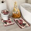 4pcs Vintage Red Truck Christmas Pattern Waterproof Shower Curtain With 12 Hooks Non-Slip Bathroom Rug Toilet U-Shape Mat Toilet Lid Cover Pad