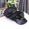 PU Leather Girl British Style Winter Women Berets Painter Cap Korean Style Octagonal Hat Navy Hat