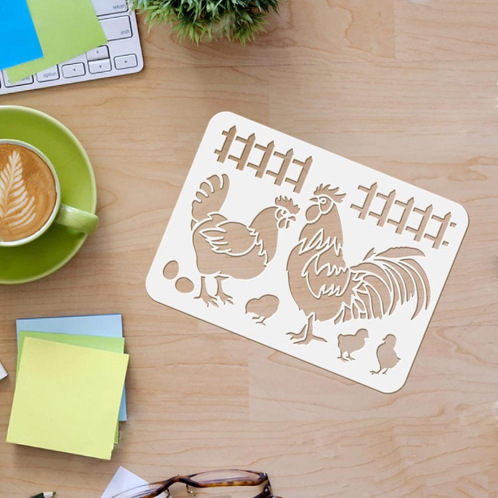 Plastic Reusable Drawing Painting Stencils Templates Sets for Painting on Fabric Canvas Tiles Floor Furniture Wood Animal Pattern 29.7x21cm 9pcs/set