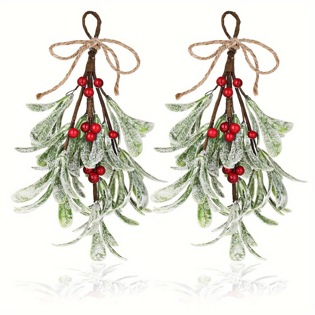 2pcs Classic Style Artificial Mistletoe Garland No Electricity Required Featherless Ideal For Christmas Tree Fireplace Cloak Decoration Perfect