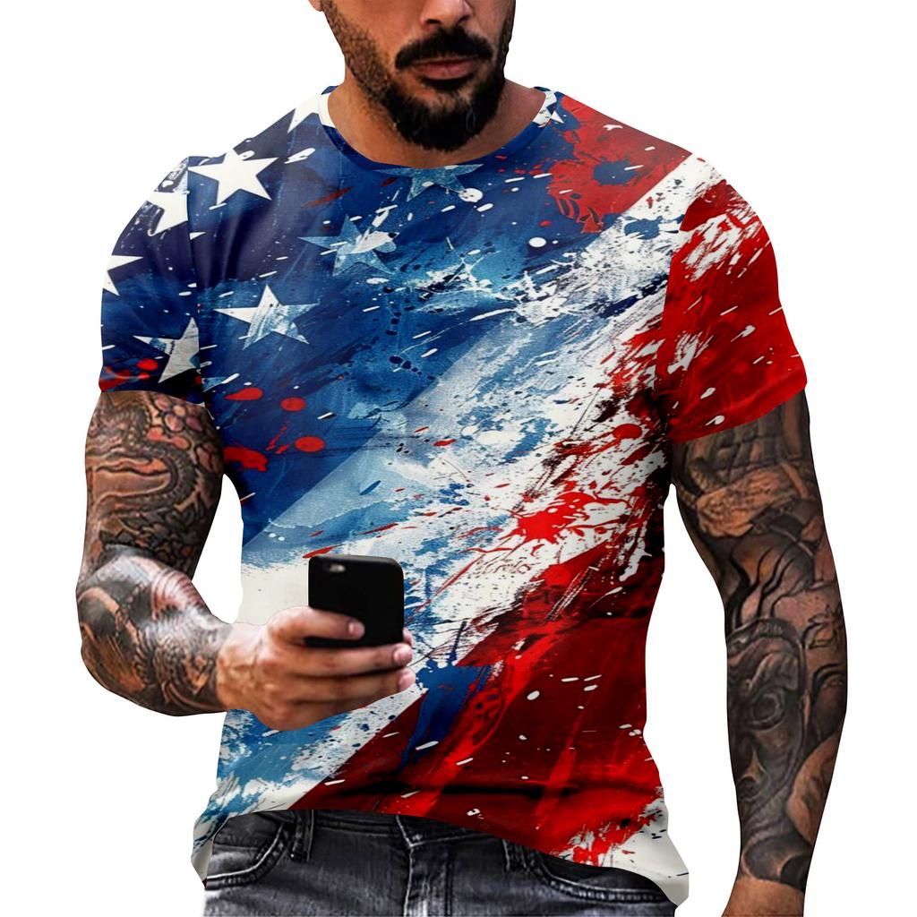 Принт «День независимости» — мужская повседневная футболка с круглым вырезом и короткими рукавами