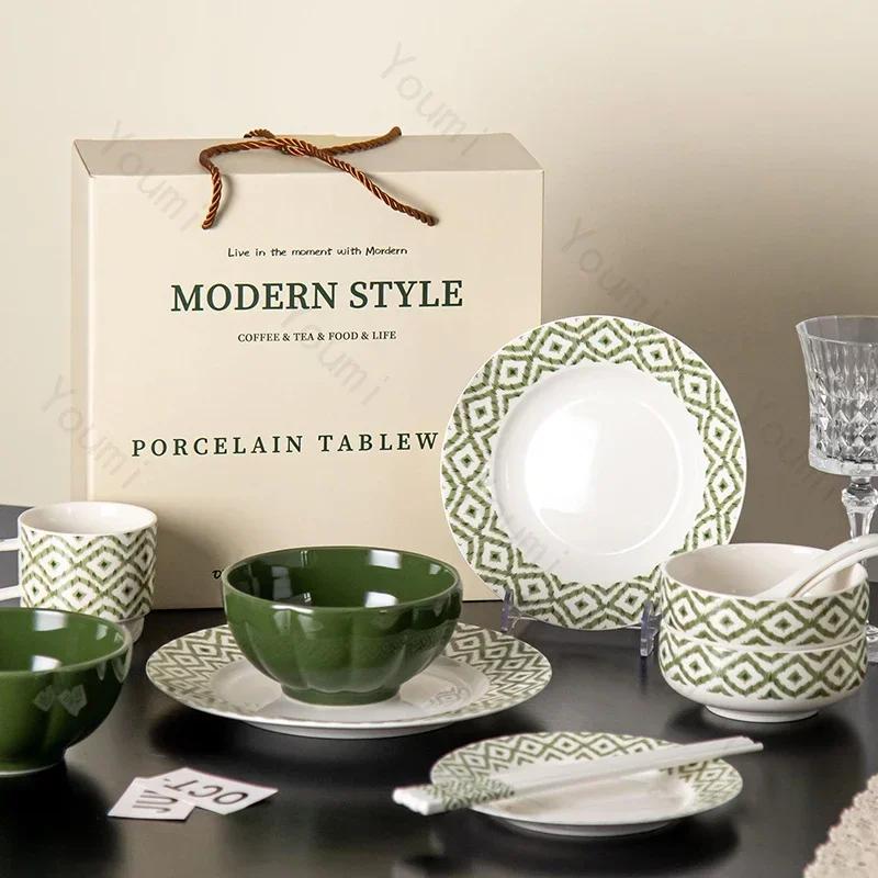 Керамическая тарелка в современном стиле Ретро-ресторан Стейк Паста Обеденные тарелки Вкусные блюда Большие суповые миски Бытовая посуда