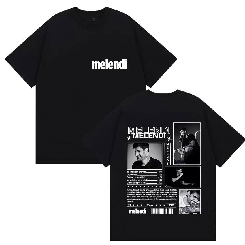 Rapper Melendi Tour 2025 Album Merch T Shirts Women Vintage Gothic Oversized Cotton Tshirt Y2k Man Hip Hop Punk Tees Streetwear