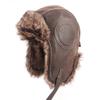 Men"s Winter PU Leather Lei Feng Warm Ear Protection Windproof Outdoor Ski Hat for Hiking and