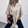 Solid Color Fur Ball Cape Sweater Women's Autumn Winter Shawl Knitted Cardigan for Women