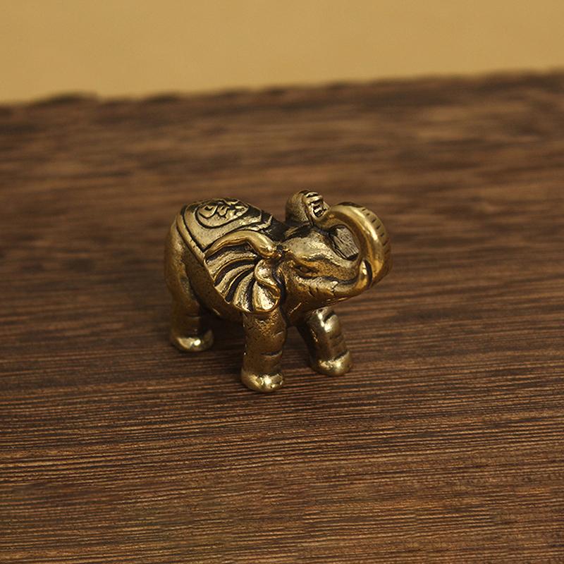 Brass Little Lucky Elephant Miniature Statue Decorative Home Brass Sculpture Desk Decoration