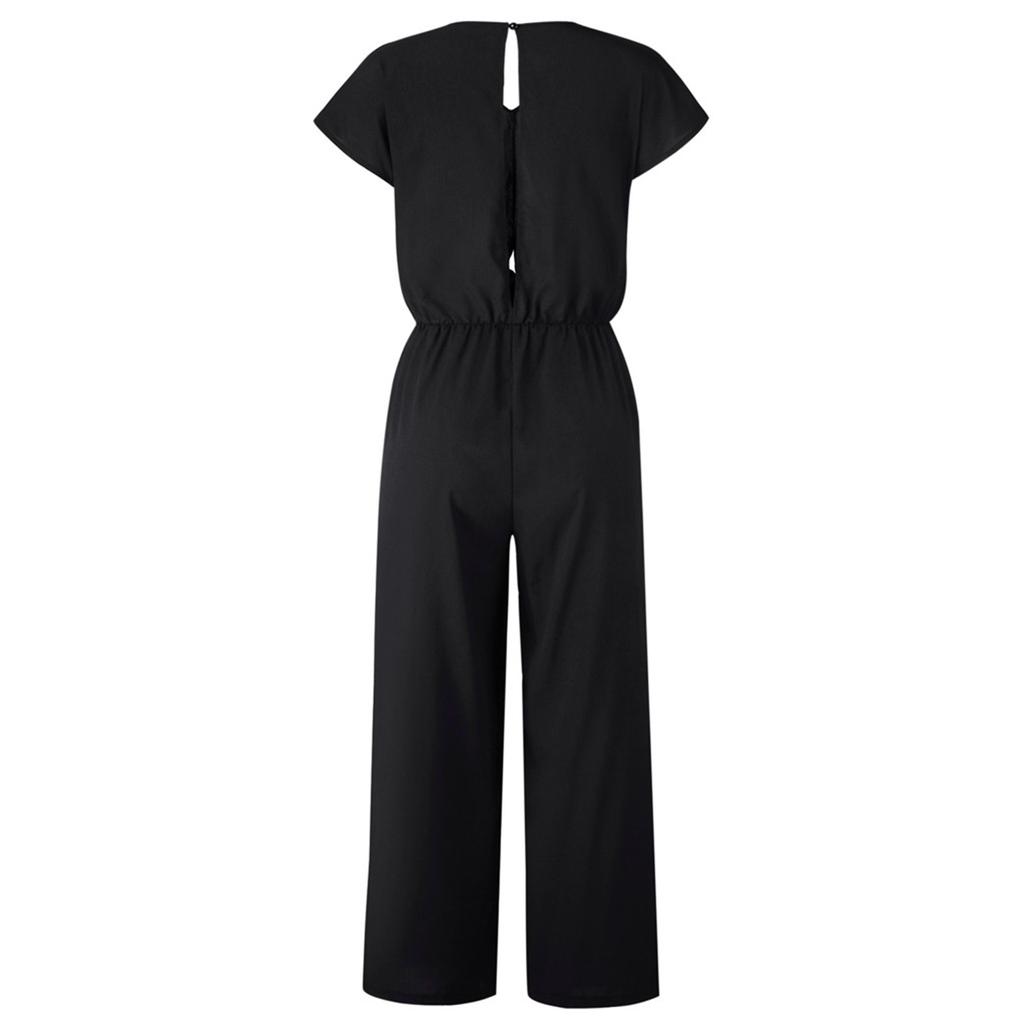 Женский летний комбинезон с коротким рукавом и V-образным вырезом