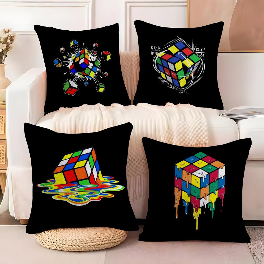 Игровой RRubik CCube Чехол-подушка Натуральный лен Органическая ткань Двусторонняя печать Диван Домашний декор Дышащая Подушка для кровати