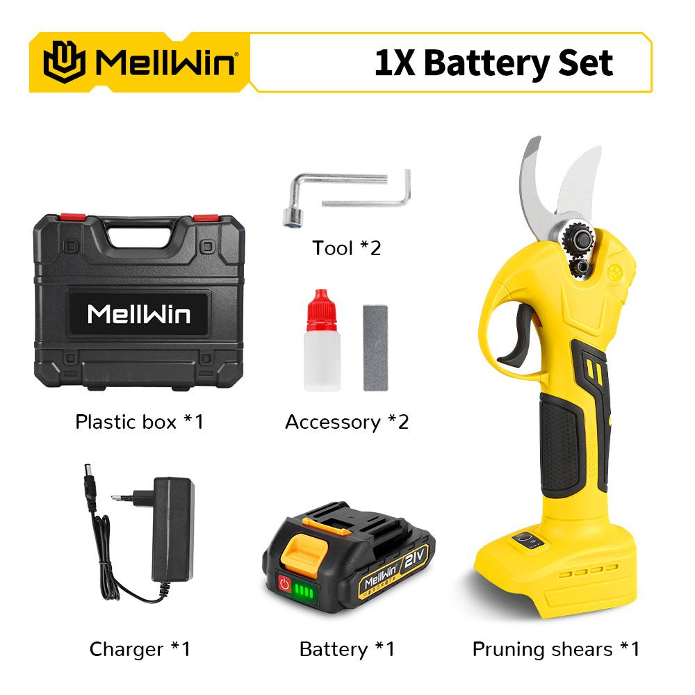 MELLWIN 30 мм Бесщеточные Электрические Секаторы Аккумуляторные Ножницы для Обрезки Ветвей Фруктовых Деревьев Садовые Ножницы Для Аккумулятора Makita 18 В Штифтовое Соединение