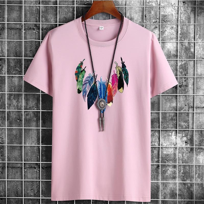 QICED Летняя футболка с короткими рукавами, мужская футболка с круглым вырезом и трендовым низом