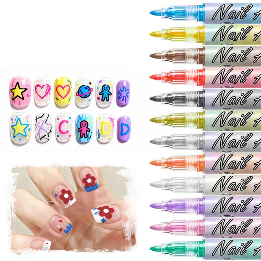 Nail Pen, Painting And Outlining Pen, 0.7mm Nail DIY Quick-drying Pen, Colorful Painting And Outlining Nail Pen,30ML