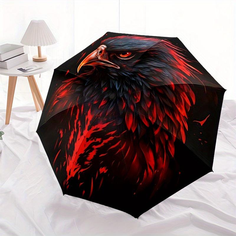 1pc Eagle Flames Compact Travel Umbrella, Automatic Folding Lightweight Windproof 8-Bone Reinforced Design,012106