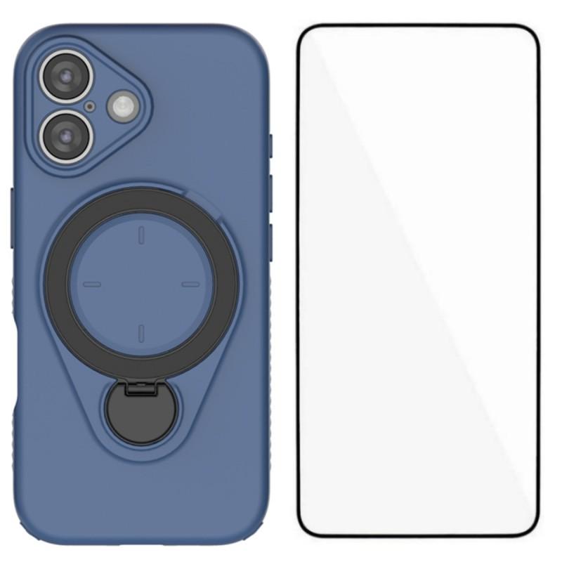 For iPhone 17 Case with Tempered Glass WANLONFENG JH Series PC TPU Kickstand Phone Cover