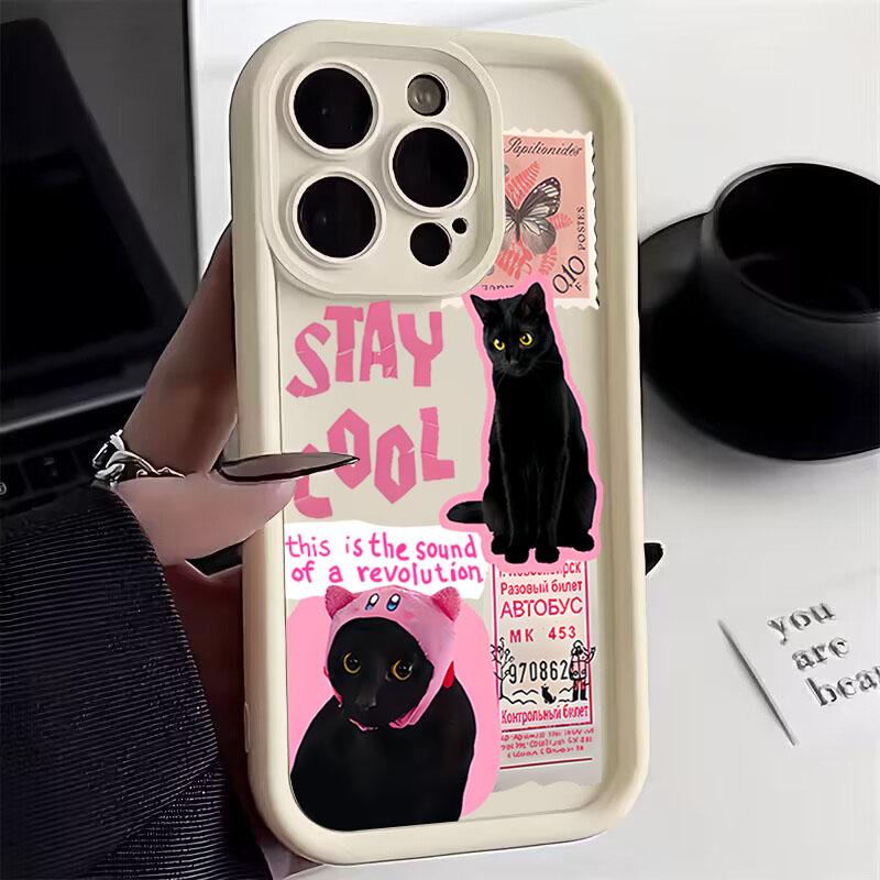 Cool Black Cat Soft Silicone Phone Case For iPhone 17 16 15 14 13 12 11 Pro Max 17 Air 16E 12 13 XS 16 Plus SE2 Shockproof Cover