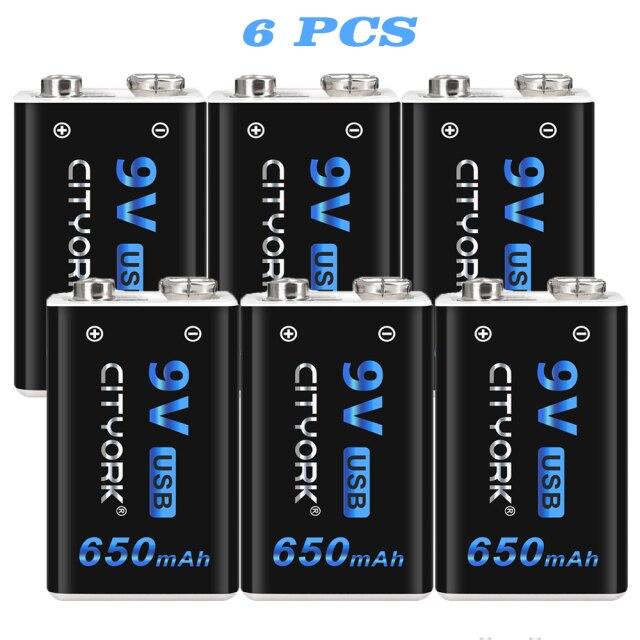 CITYORK 9 В 650 мАч литий-ионная аккумуляторная батарея Micro USB 9 В 6F22 9 В литиевая батарея для мультиметра, микрофона, игрушки