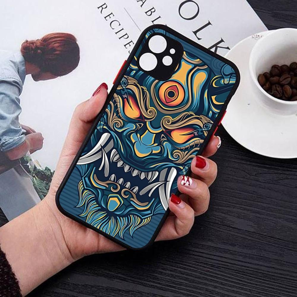 Samurai Oni Mask Phone Case For IPhone 18 14 11 12 13 Mini Pro Max 8 7 Plus X XR XS MAX Translucent Matte Cover