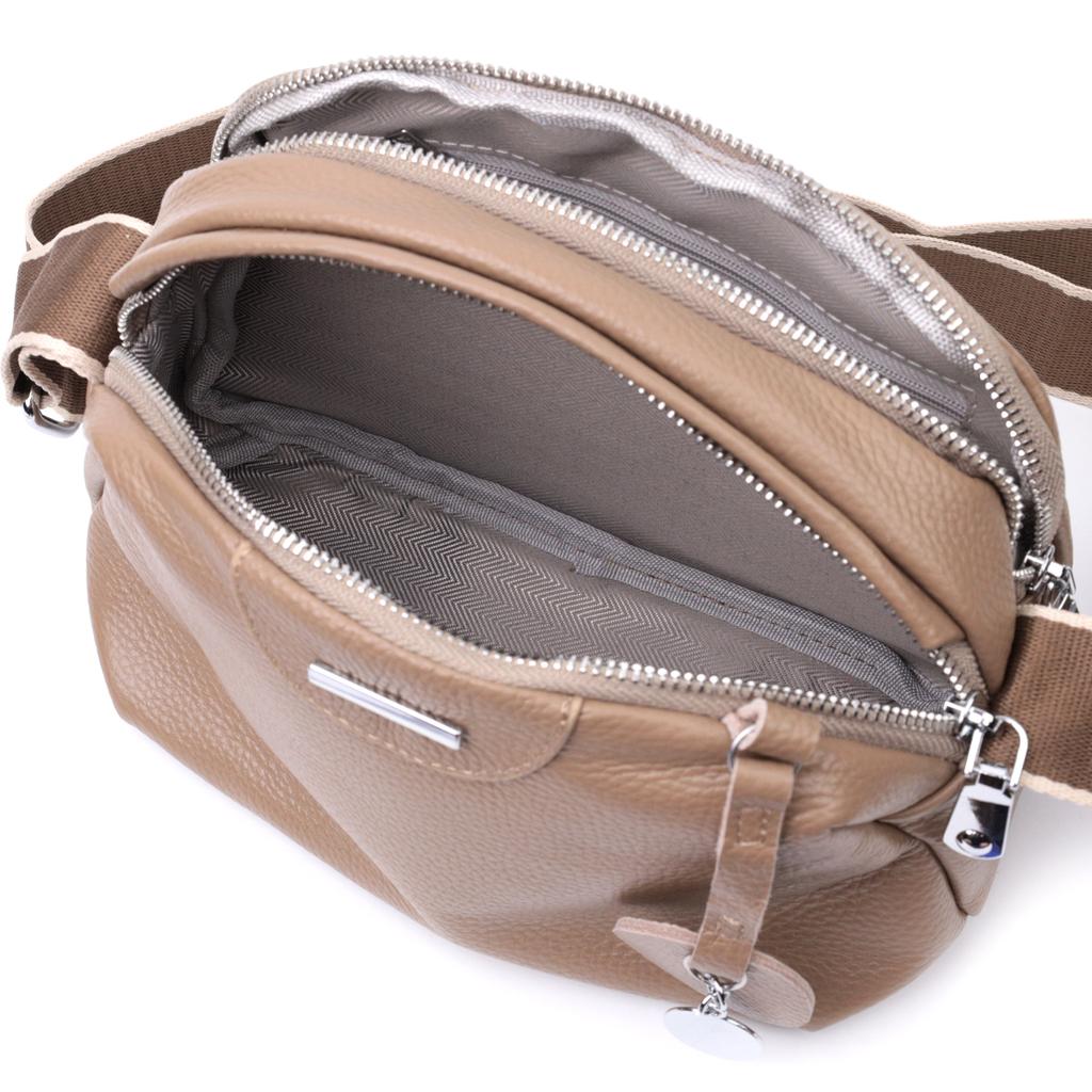 Everyday Bag with Two Compartments Made of Genuine Leather Vintage 22594 Beige