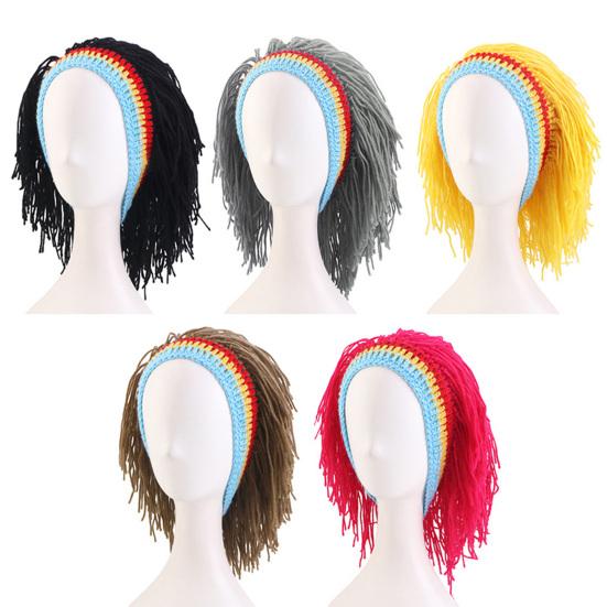 Wig Hat Elasticity Knitted Wool Hand-Crocheted Funny Hat Dreadlocks Design