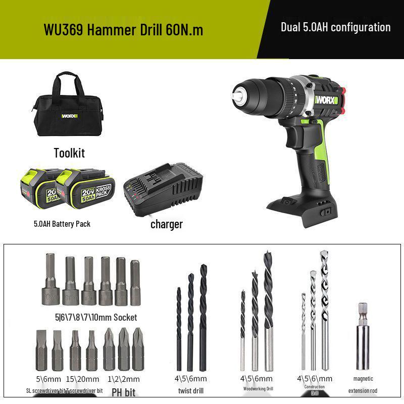 Wickes WU369 Brushless Hammer Drill: Rechargeable Electric Handheld Drill & Screwdriver with Lithium Battery.